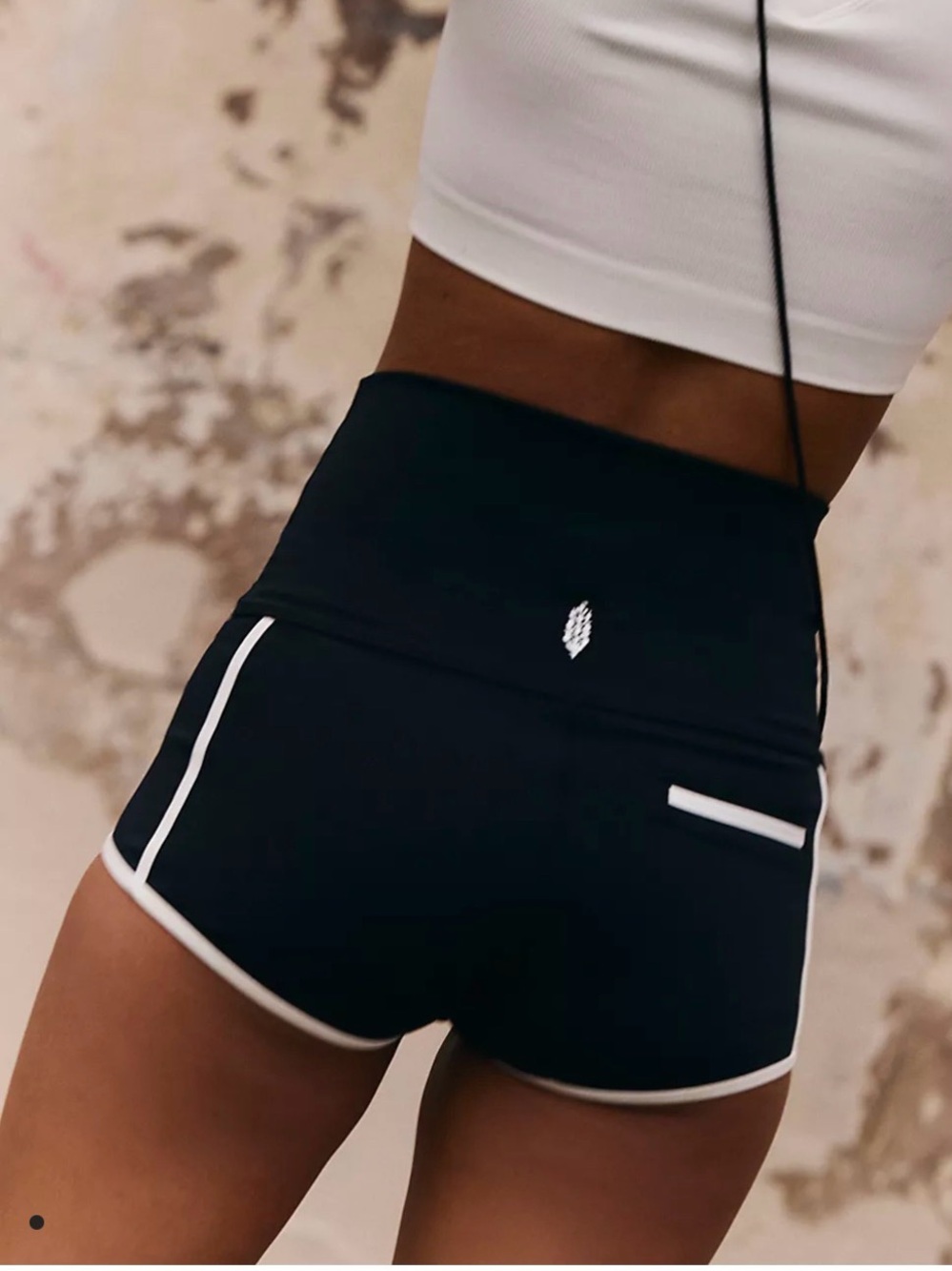 FP Movement by Free People Black Athletic Shorts with White Piping